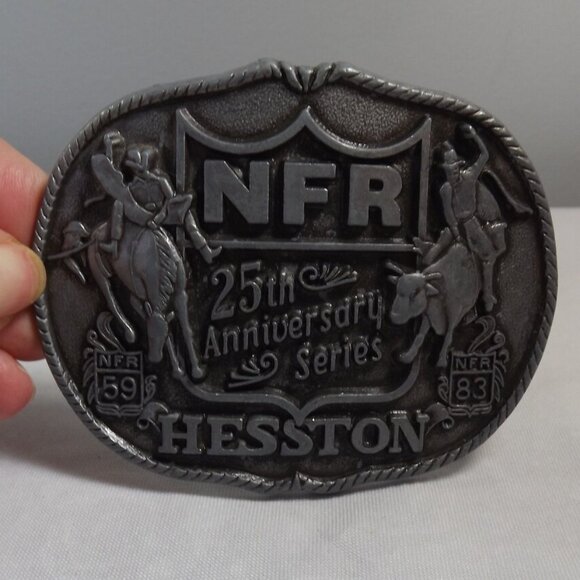 National Finals Rodeo 1983 Hesston 25th Anniversary First Edition Belt Buckle - Picture 2 of 10
